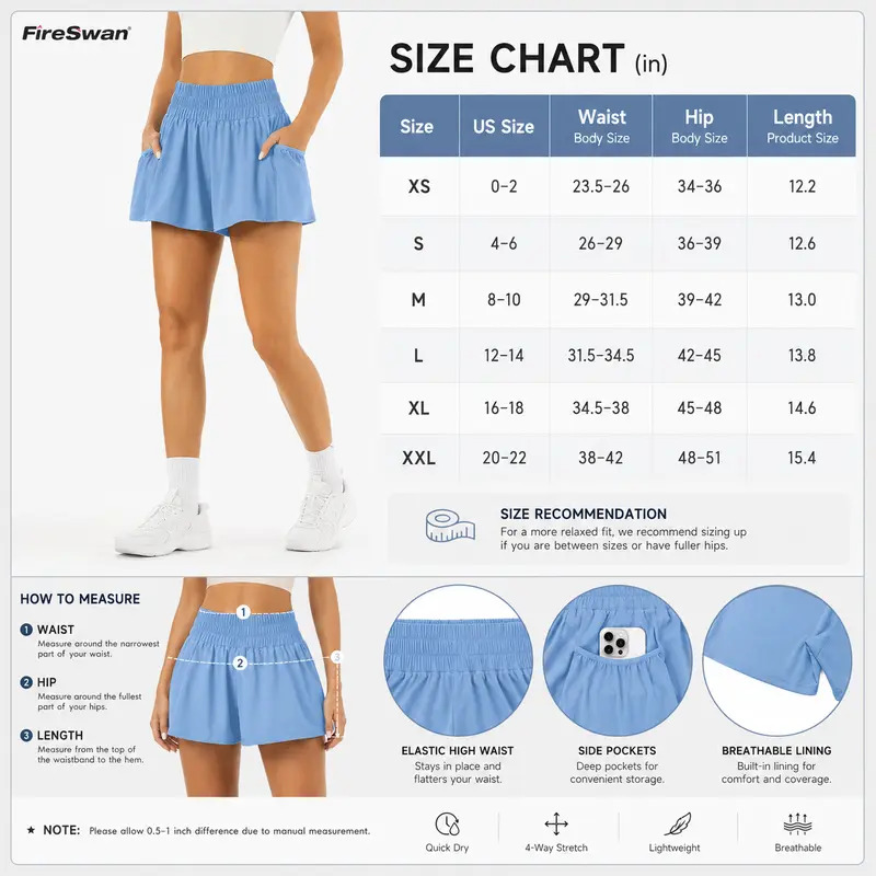 🔥 Limited-Time Offer:Women High Waisted Elastic Running Shorts Gym Workout Flowy Shorts with Pockets