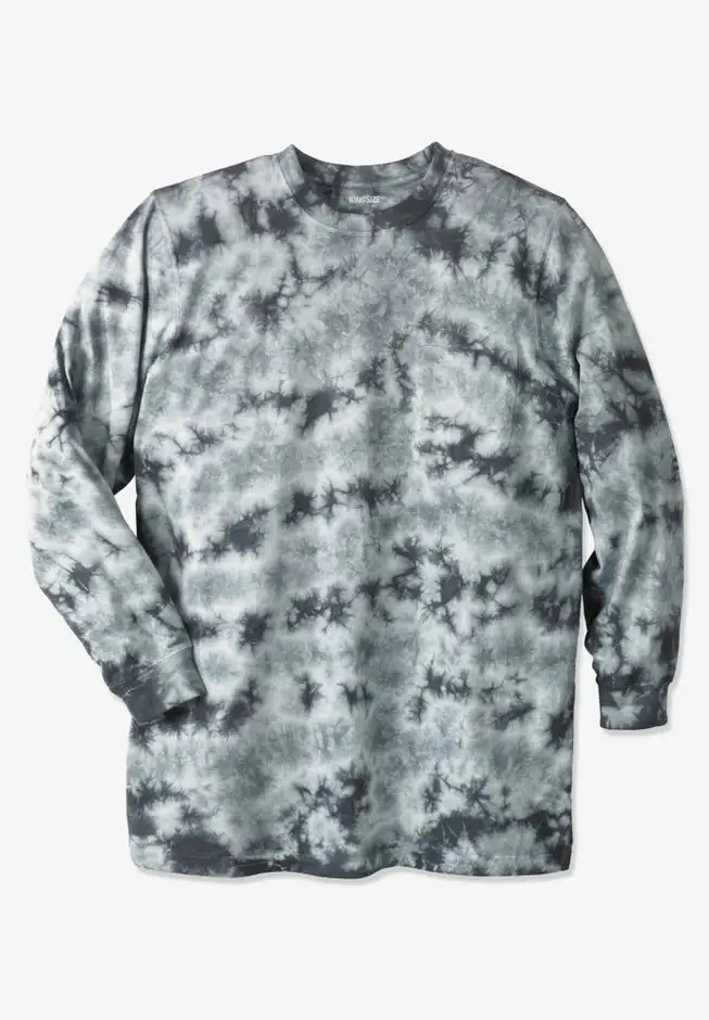 Shrink-Less Lightweight Longer-Length Long-Sleeve Crewneck Pocket Tee