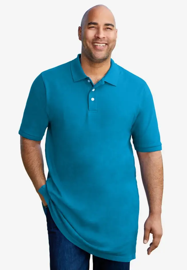 Longer-Length Shrink-LessTM Cotton Polo Shirt