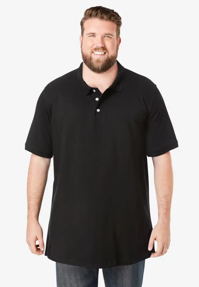 Longer-Length Shrink-LessTM Cotton Polo Shirt