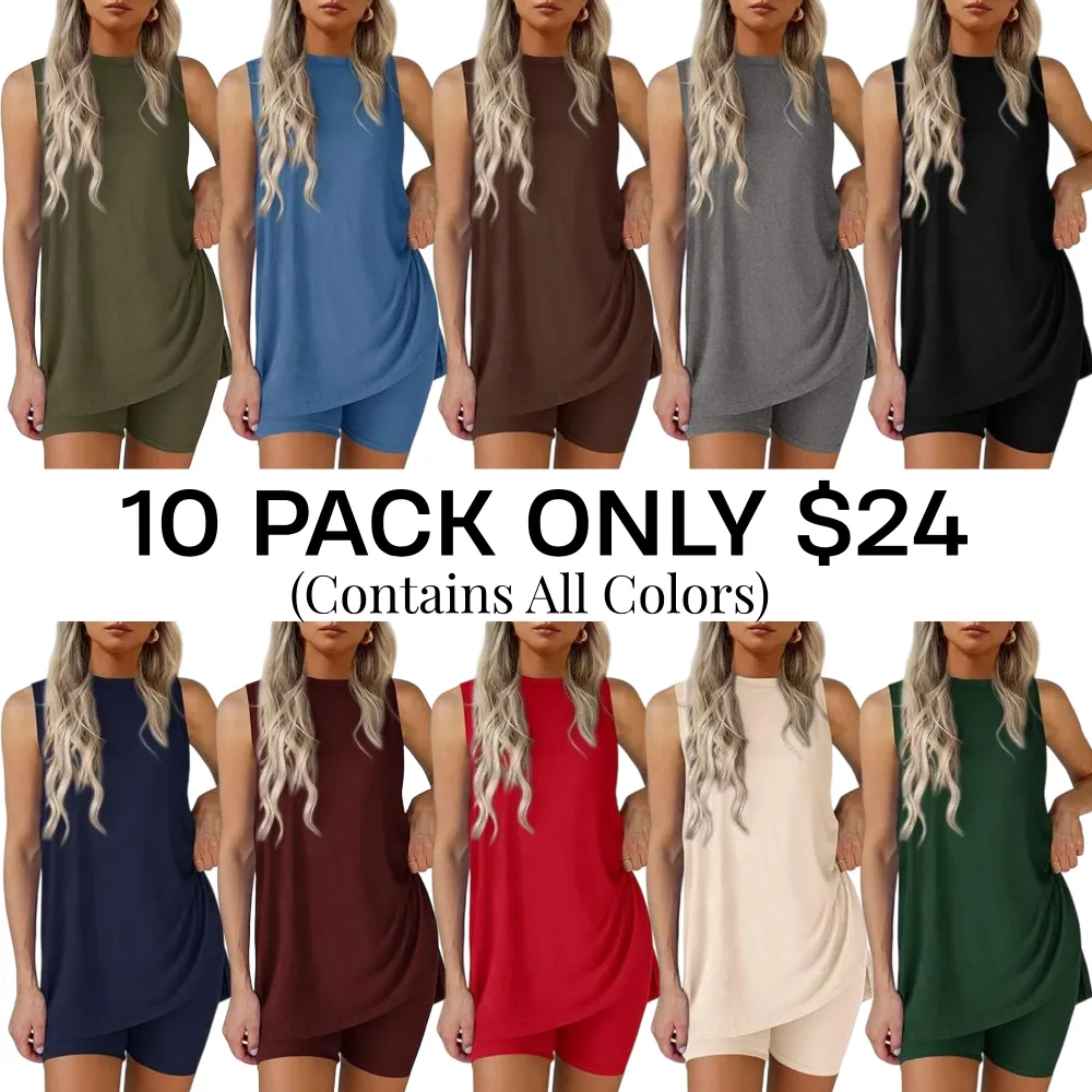 Women's 2 Piece Sets Summer Matching Lounge Shorts Set