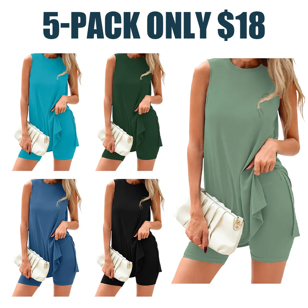 Women's 2 Piece Sets Summer Matching Lounge Shorts Set