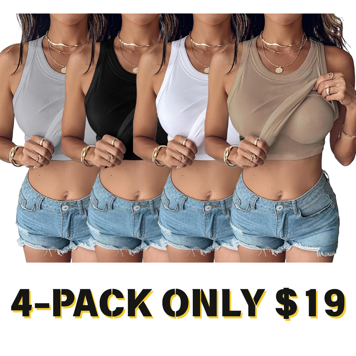 Women Everyday Basic RibbedBuilt-in Bra Tank