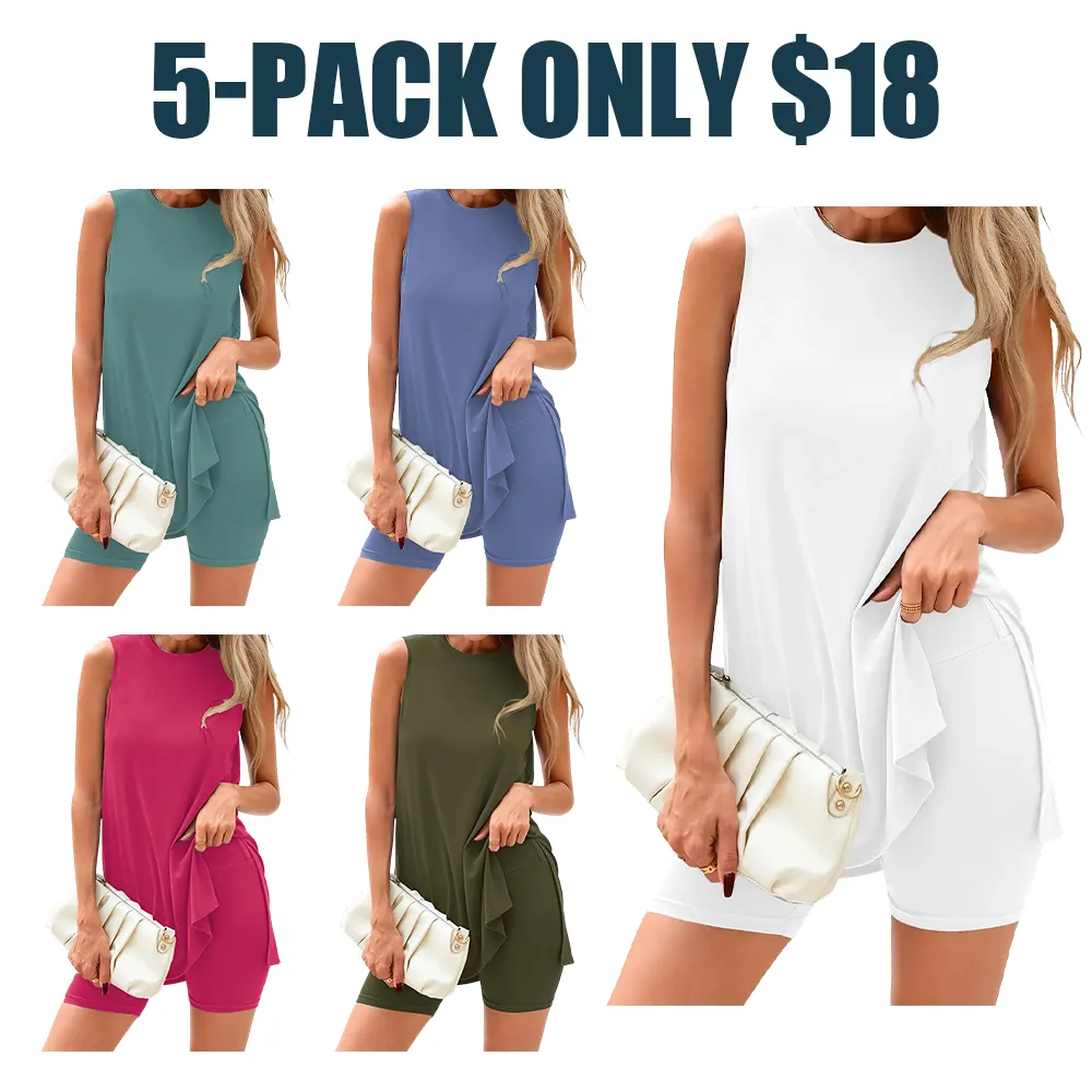 Women's 2 Piece Sets Summer Matching Lounge Shorts Set