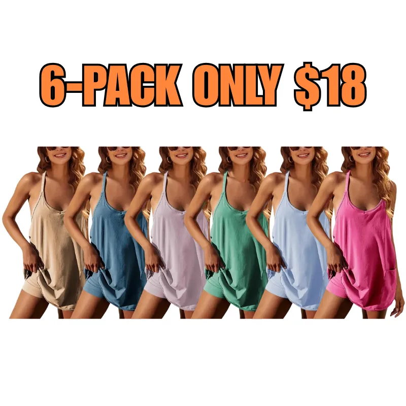 Women's Sporty Sleeveless Mini Built-in Shorts Dress