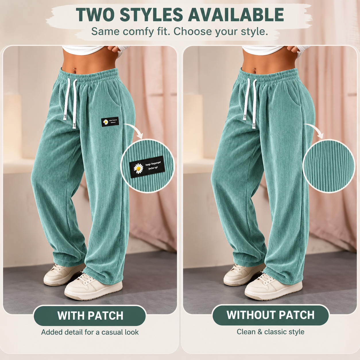 Women's Straight Leg Corduroy Pants Size Chart