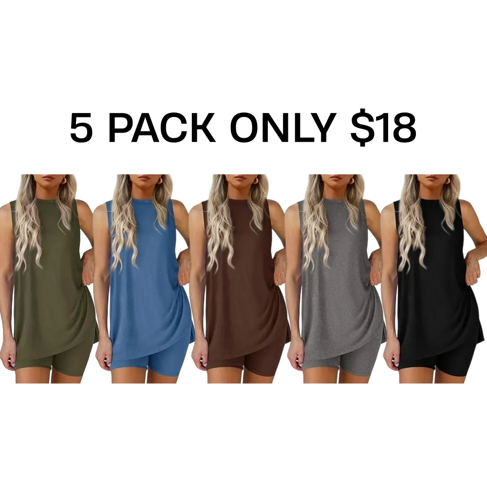 Women's 2 Piece Sets Summer Matching Lounge Shorts Set