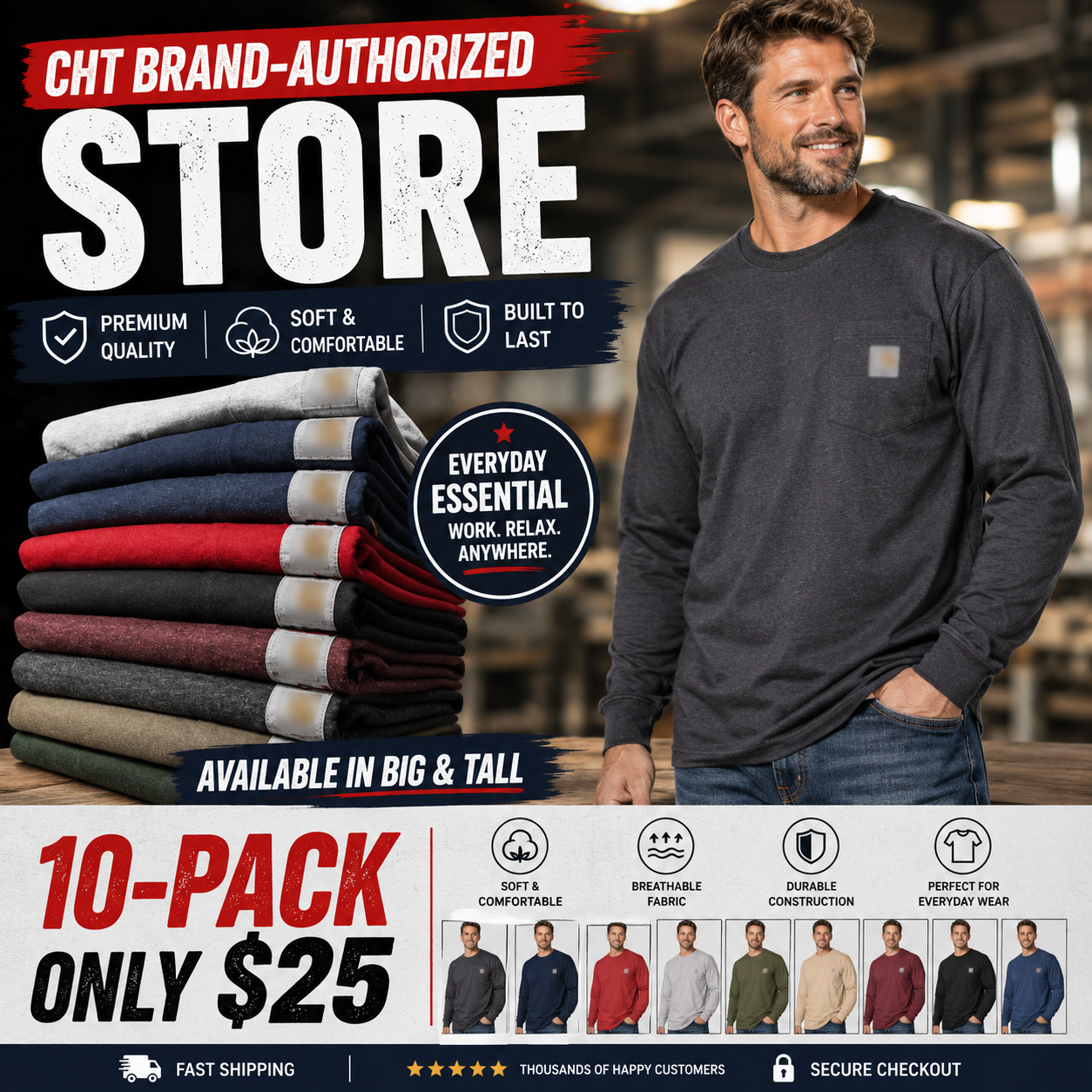 LAST 3 DAYS DEALS🔥CHT Men's K87 Workwear Loose Fit Heavyweight Short-Sleeve Pocket T-Shirt