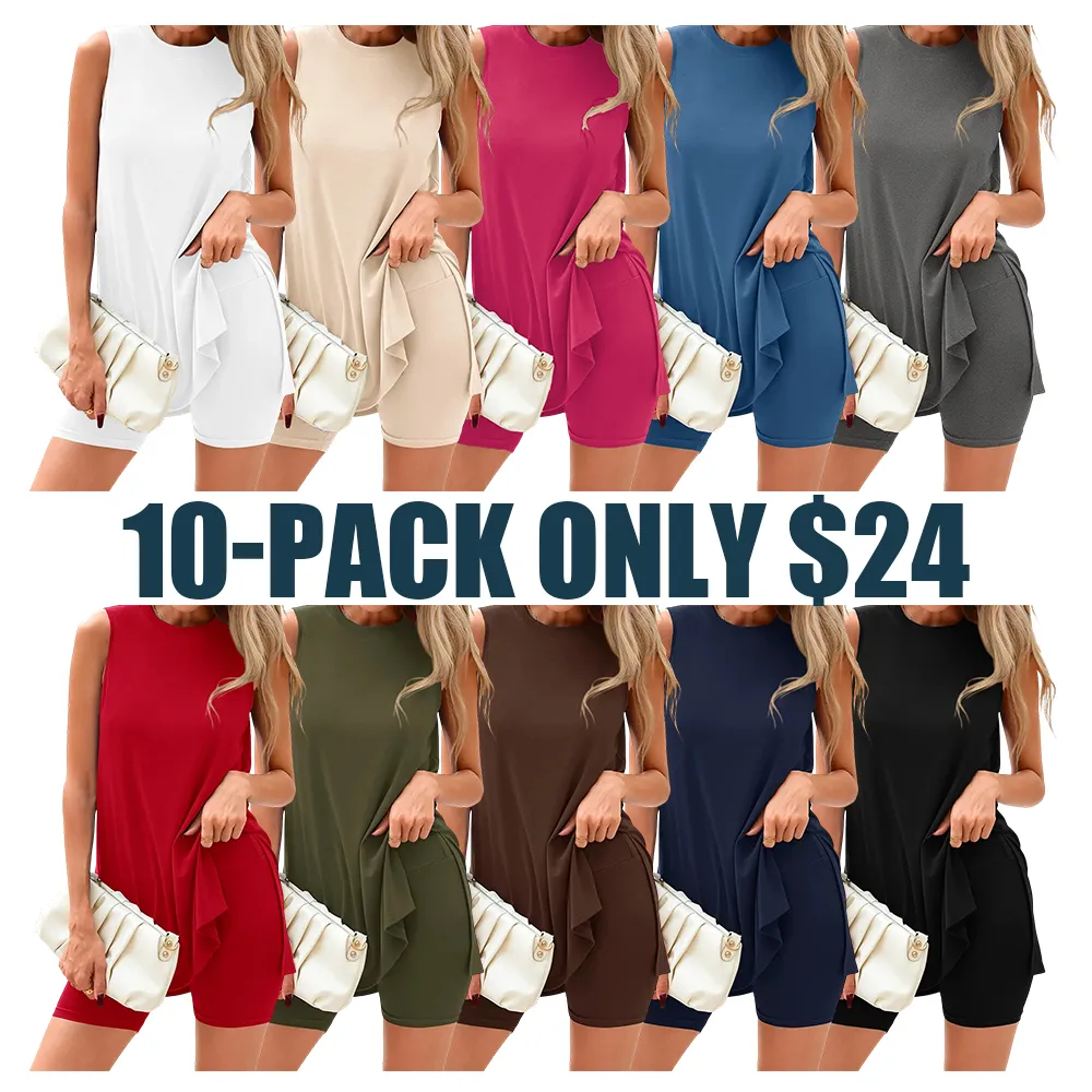 Women's 2 Piece Sets Summer Matching Lounge Shorts Set