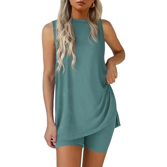 Women's 2 Piece Sets Summer Matching Lounge Shorts Set