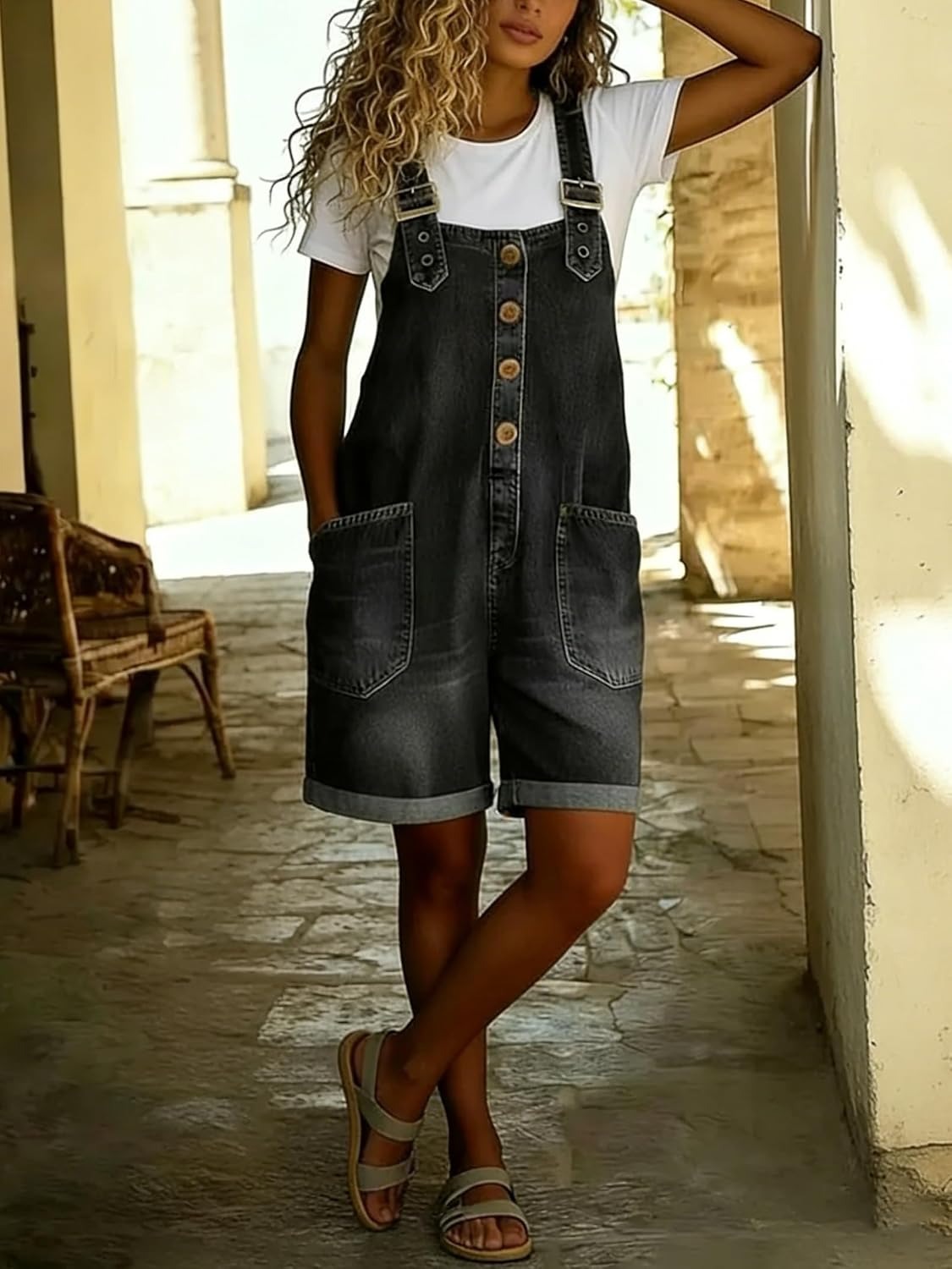 🔥Clearance Sale — Limited Stock! 🔥Vintage Loose Wide Leg Jean Bib Overalls