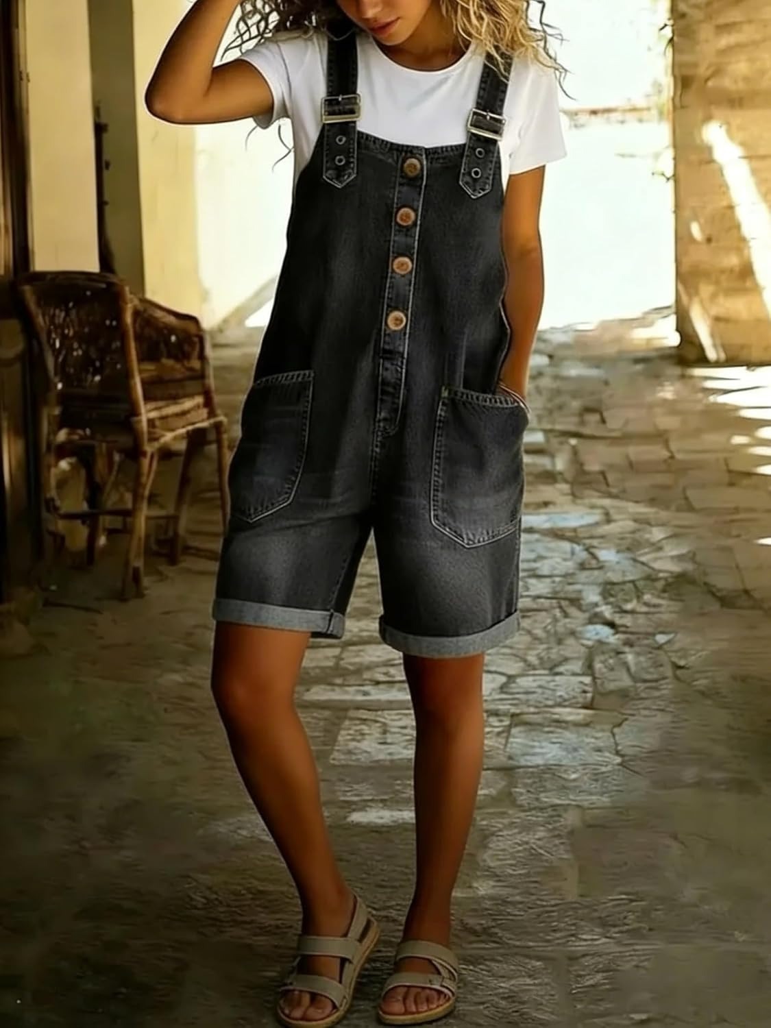 🔥Clearance Sale — Limited Stock! 🔥Vintage Loose Wide Leg Jean Bib Overalls