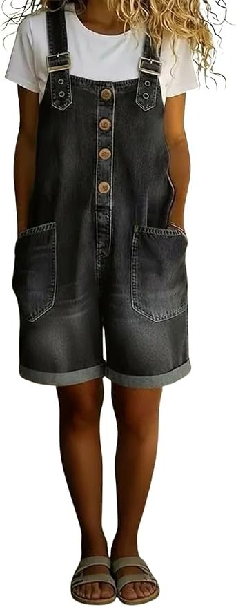 🔥Clearance Sale — Limited Stock! 🔥Vintage Loose Wide Leg Jean Bib Overalls