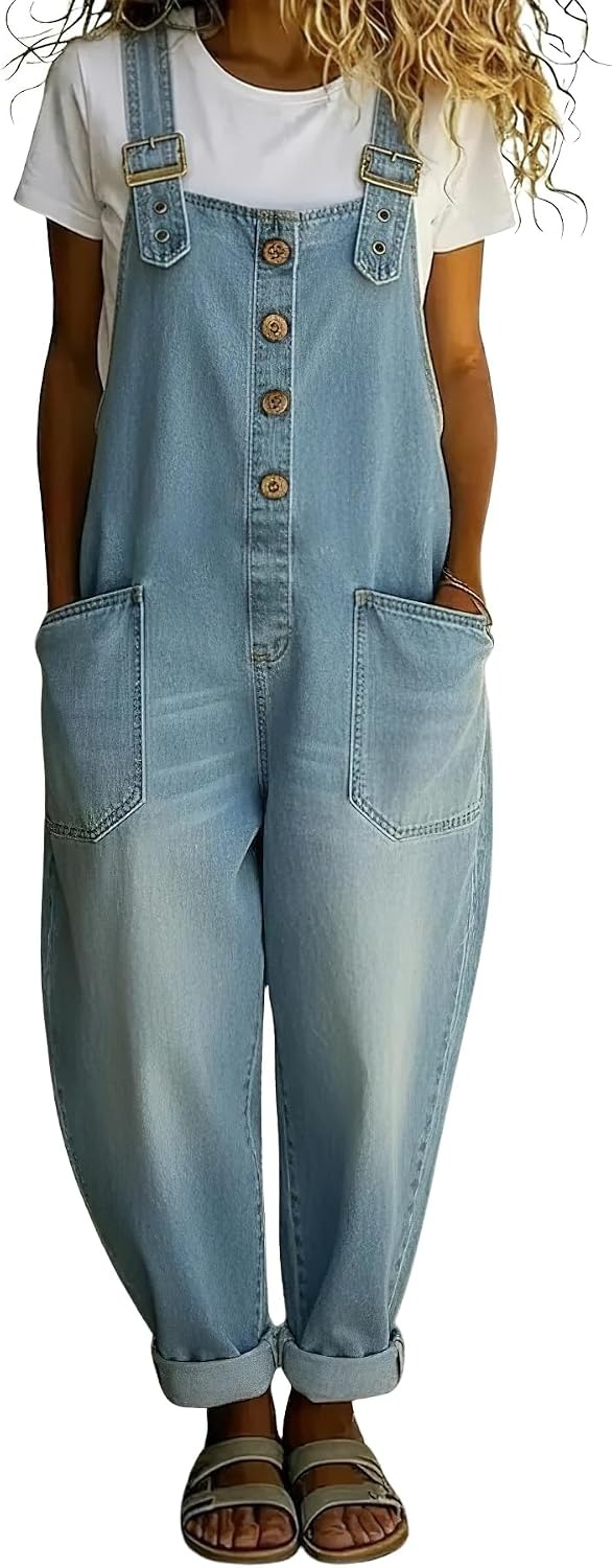 🔥Clearance Sale — Limited Stock! 🔥Vintage Loose Wide Leg Jean Bib Overalls