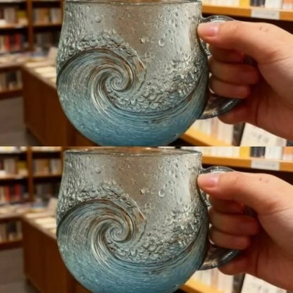 🔥 Unique Handcrafted Sea Glass Ocean Wave Mug🎁Free Gifts