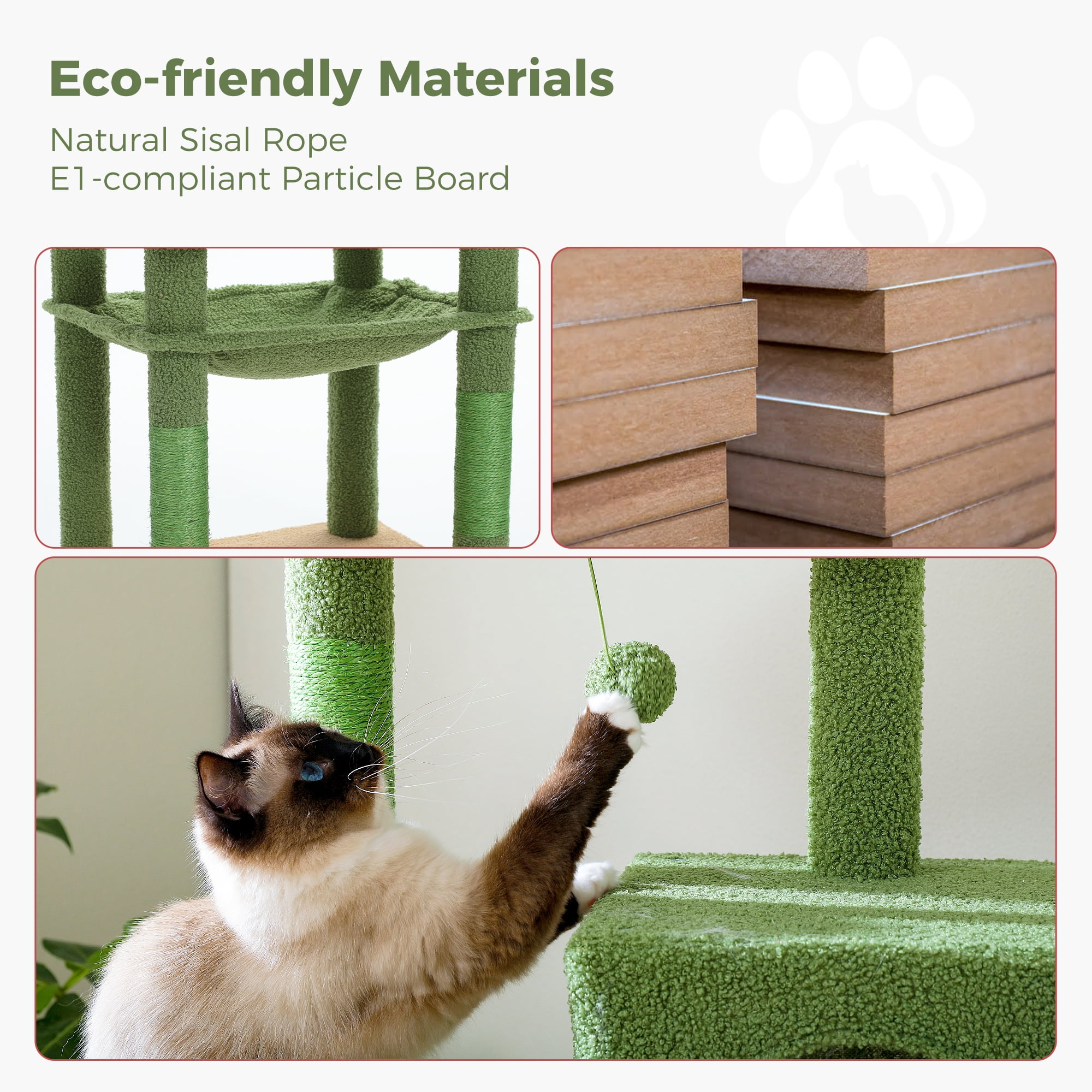 Cat Tree for Large Cats 56"Tall Cat Tower Condo with Scratching Post for Indoor Cats,Gray