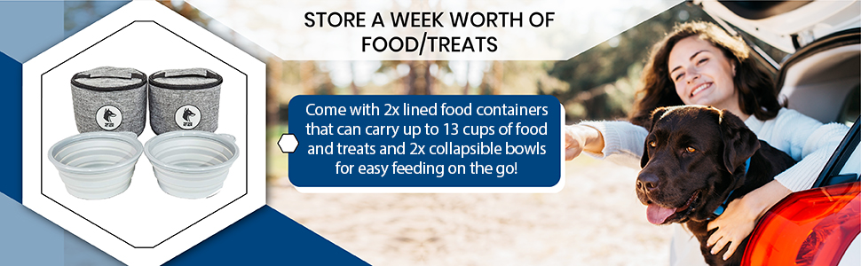 grey dog bag travel dog bowls