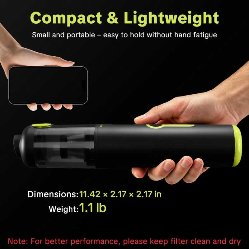 Car Vacuum Portable Cordless 20000Pa Handheld Cleaner