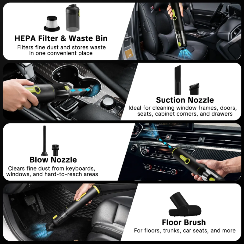 Car Vacuum Portable Cordless 20000Pa Handheld Cleaner
