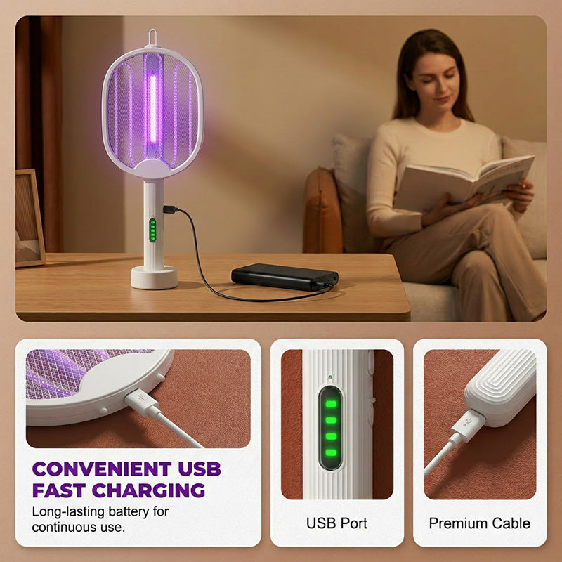 50K+ SOLD! 🏆 2‑in‑1 Foldable Mosquito Swatter – Manual zap + UV auto trap. USB rechargeable, folds flat for storage. Sleep bite‑free tonight!