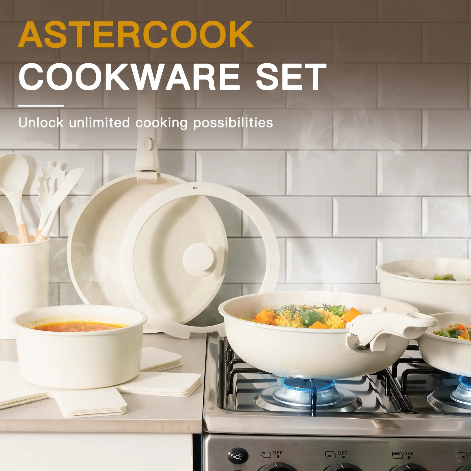 20-Pcs Non-Stick Cookware Set - Durable & Easy to Clean