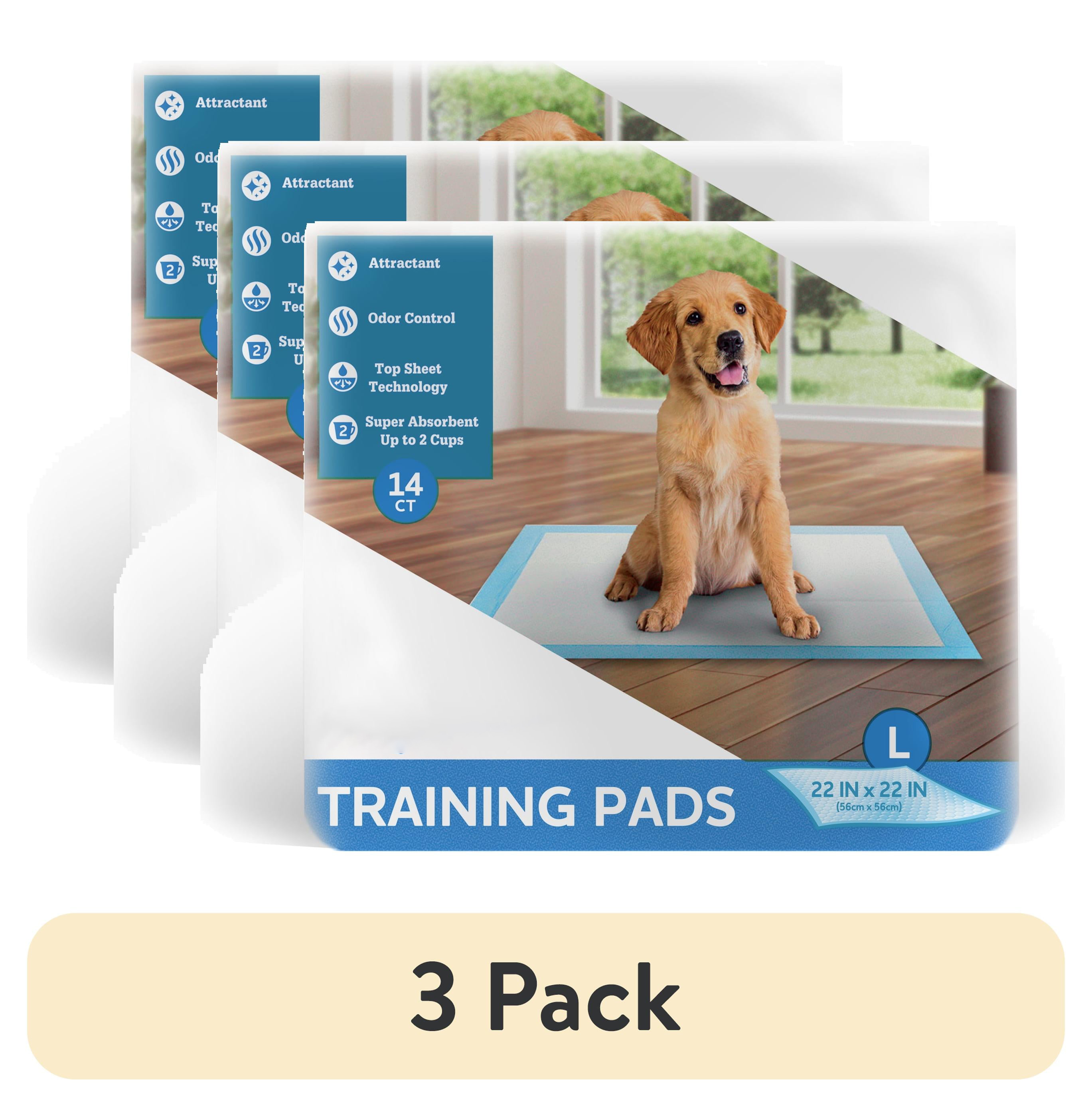 Training Pads – Super Absorbent, Leak Proof, & Fast Dry Dog and Puppy Pee Pads – L 22 in x 22 in, 14 Count