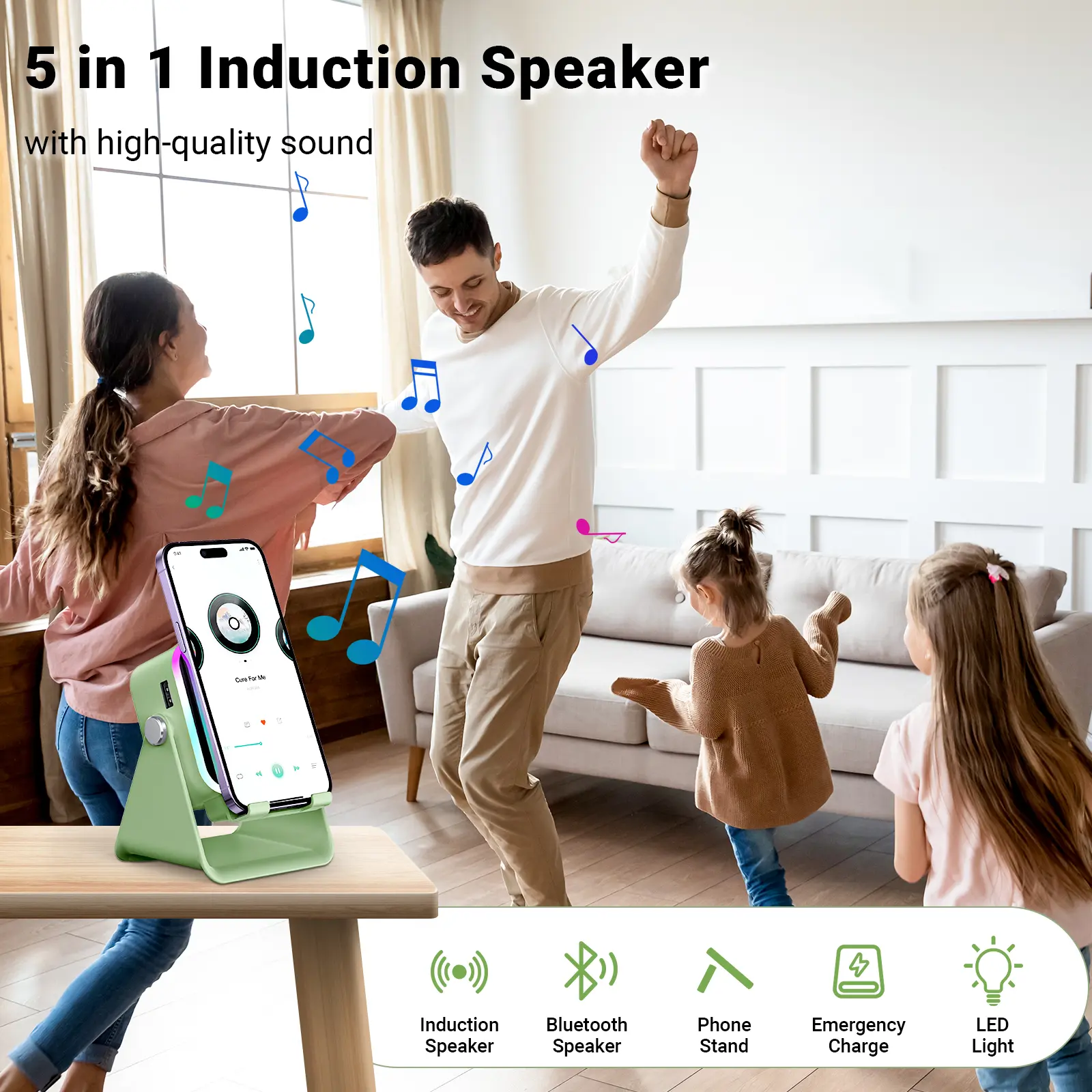 Wireless Induction Audio Speaker Stand with Power Bank