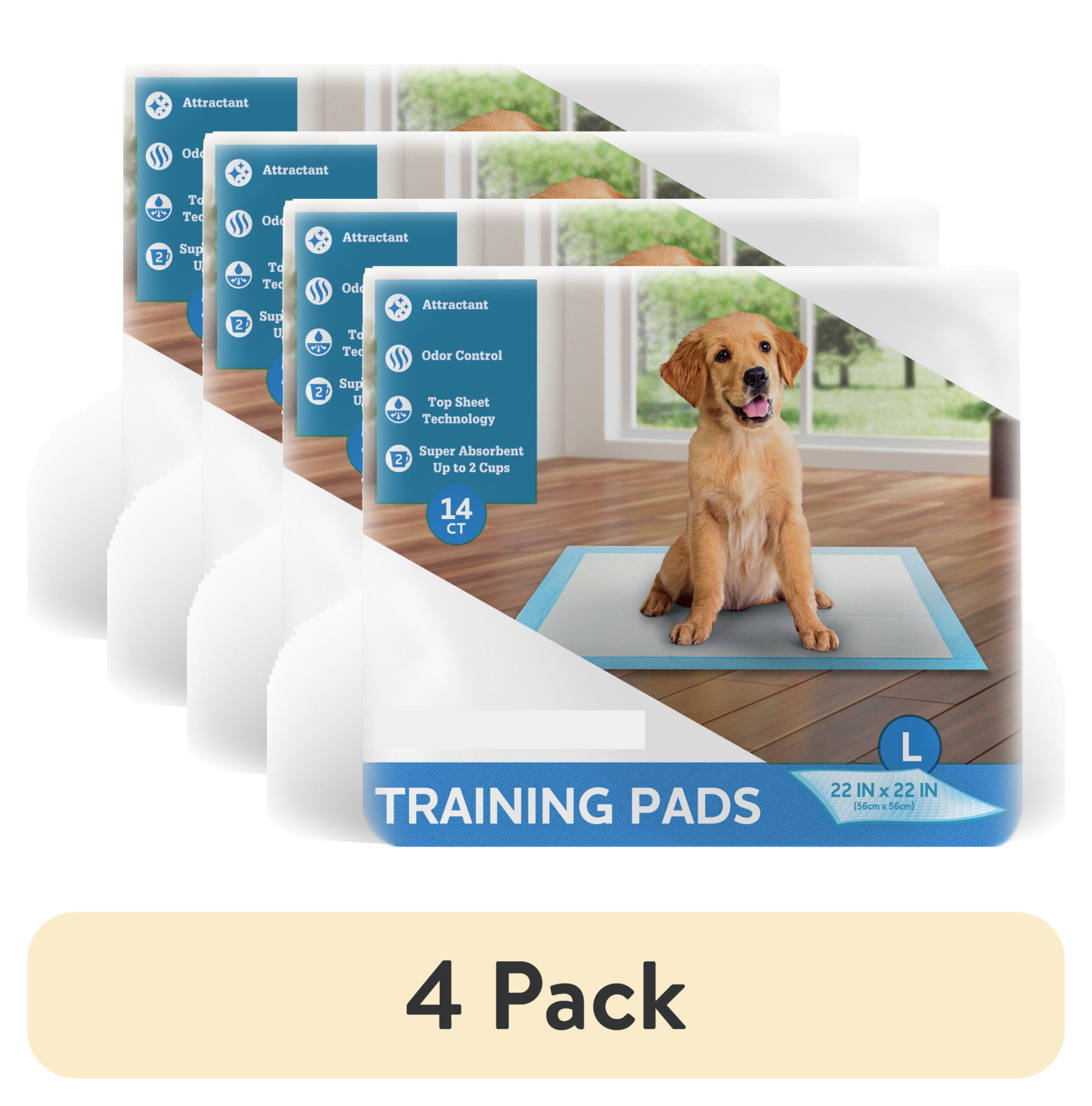 Training Pads – Super Absorbent, Leak Proof, & Fast Dry Dog and Puppy Pee Pads – L 22 in x 22 in, 14 Count