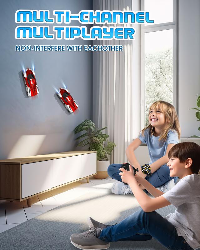 Wall Climbing Car，Electric Remote Toy Racing, with LED Light High-Speed Hobby Toy Vehicle, RC Car Gifts Age 3 4 5 6 7 8 9 Year Old Boys Girls(Red）
