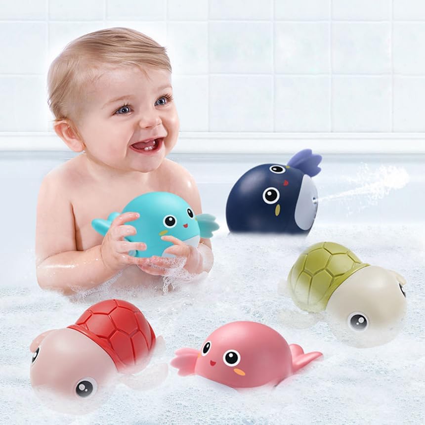 Bath Toy,Cute Animal Clockwork Bathtub Swimming Pool Toy,Baby Bath Toys for Toddlers 1-3, Boys & Girls Water Bath Toy Set,5 Pack