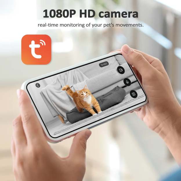 Automatic Cat Feeders with 304 Stainless Steel Bowl,4L Automatic Cat Food Dispenser with 1080P Camera