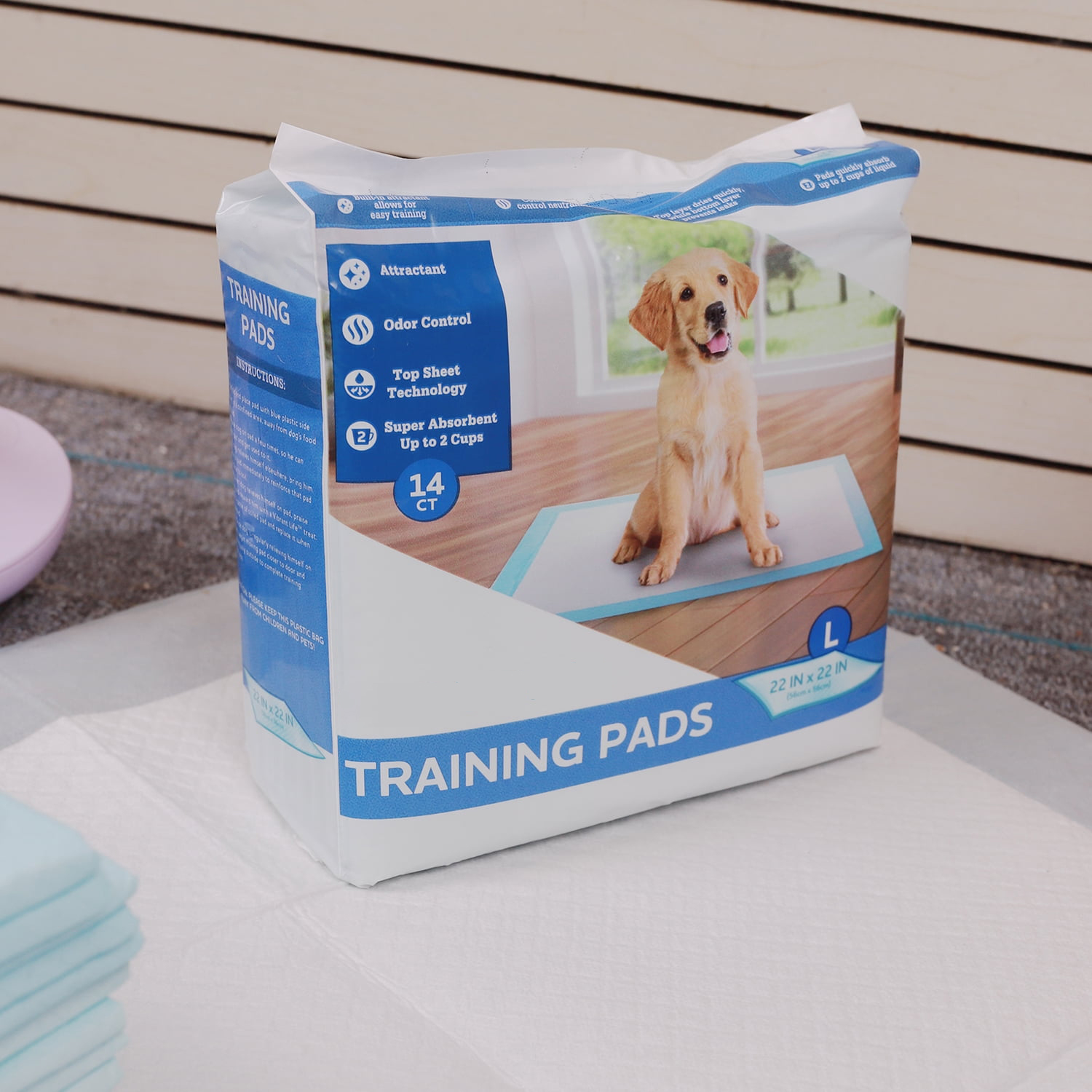 Training Pads – Super Absorbent, Leak Proof, & Fast Dry Dog and Puppy Pee Pads – L 22 in x 22 in, 14 Count