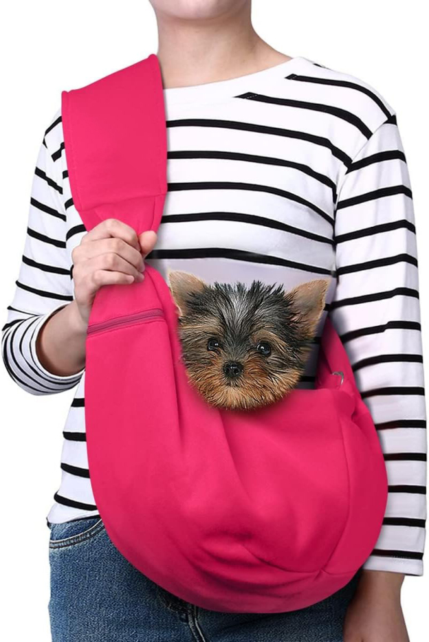 Small Pet Zipper Pocket & Adjustable Strap Carrier - for 3-10 lbs Pets 