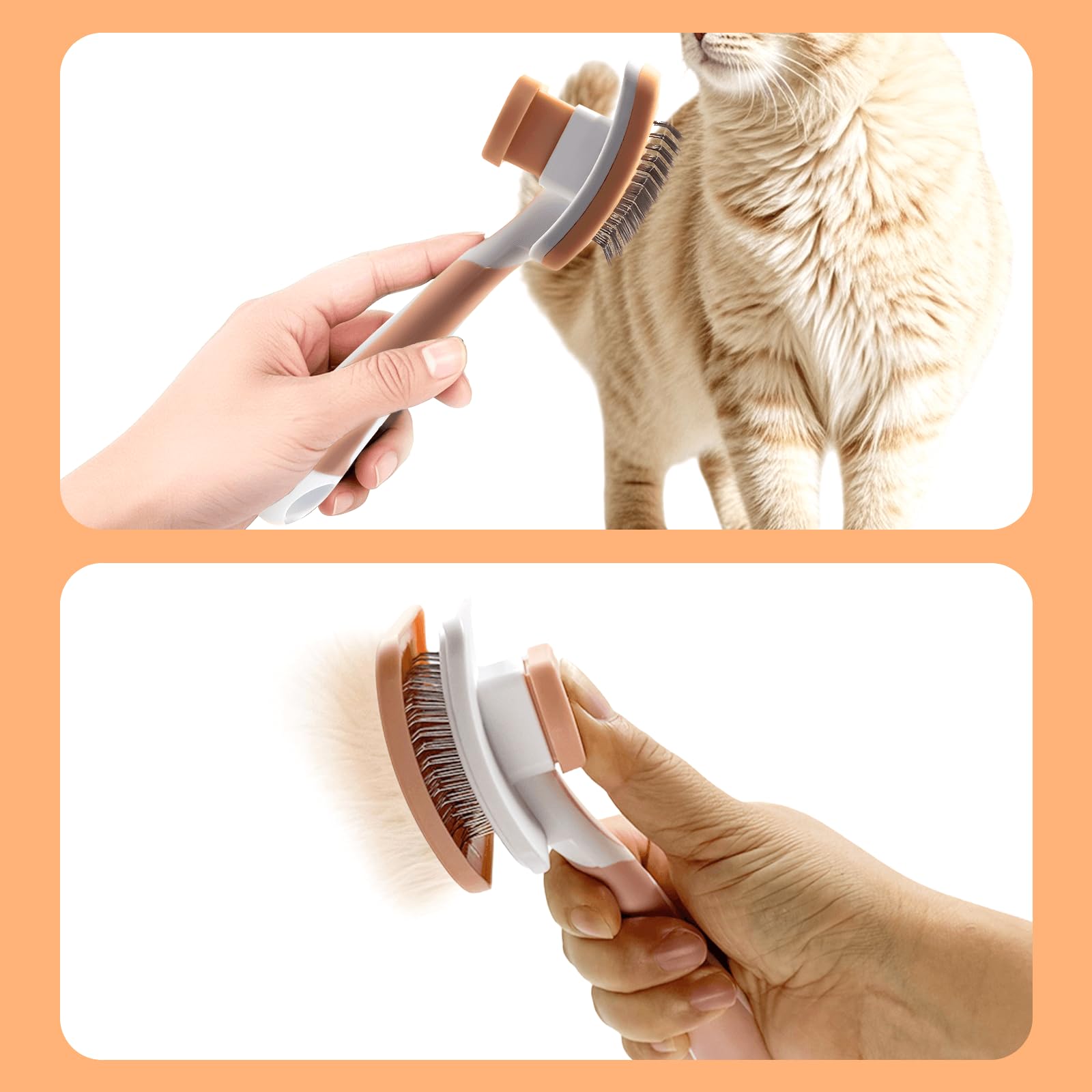 Self-Cleaning Cat Brush & Dog Brush for Long Hair and Short Hair with Massage Nubs