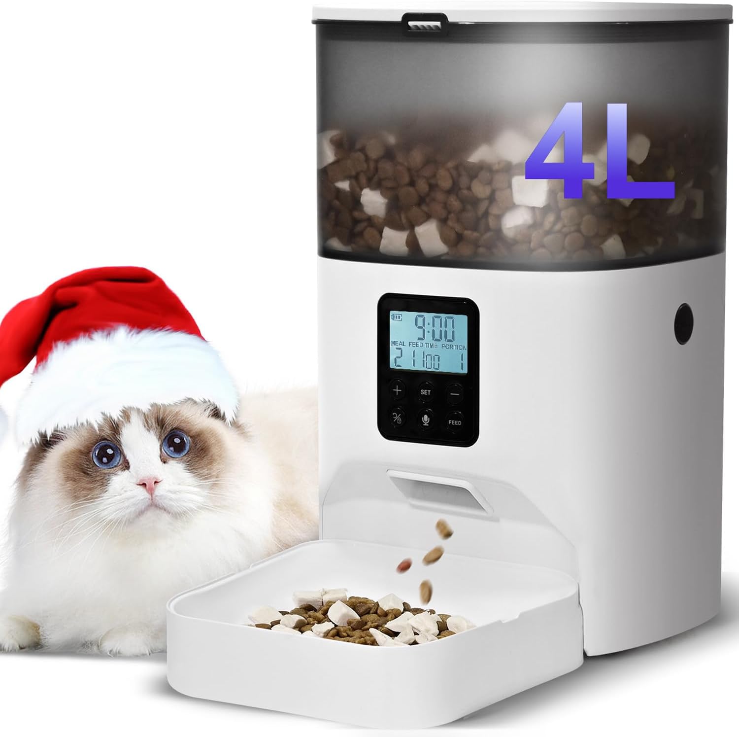 Automatic Cat Feeder, 4L Cat Food Dispenser 