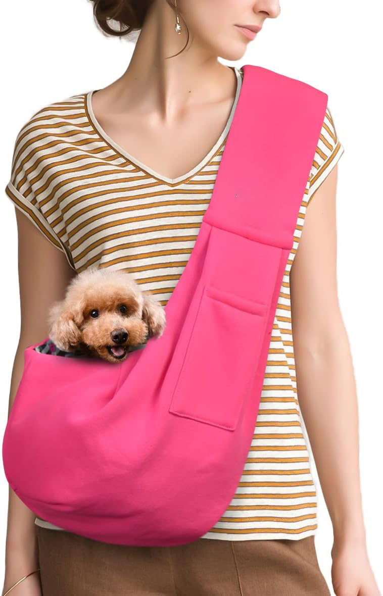 Small Pet Zipper Pocket & Adjustable Strap Carrier - for 3-10 lbs Pets 