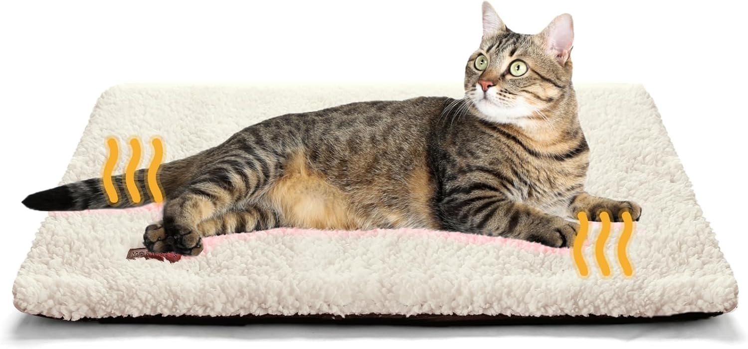 Self Warming Cat Bed Self Heating Cat Dog Mat 24 x 18 inch Extra Warm Thermal Pet Pad for Indoor Outdoor Pets with Removable Cover Non-Slip Bottom Washable Non Electric