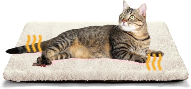 Self Warming Cat Bed Self Heating Cat Dog Mat 24 x 18 inch Extra Warm Thermal Pet Pad for Indoor Outdoor Pets with Removable Cover Non-Slip Bottom Washable Non Electric