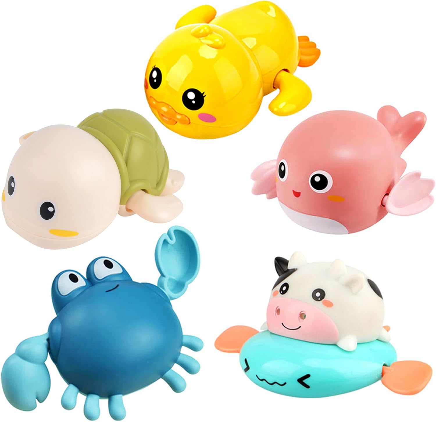 Bath Toy,Cute Animal Clockwork Bathtub Swimming Pool Toy,Baby Bath Toys for Toddlers 1-3, Boys & Girls Water Bath Toy Set,5 Pack