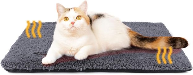 Self Warming Cat Bed Self Heating Cat Dog Mat 24 x 18 inch Extra Warm Thermal Pet Pad for Indoor Outdoor Pets with Removable Cover Non-Slip Bottom Washable Non Electric