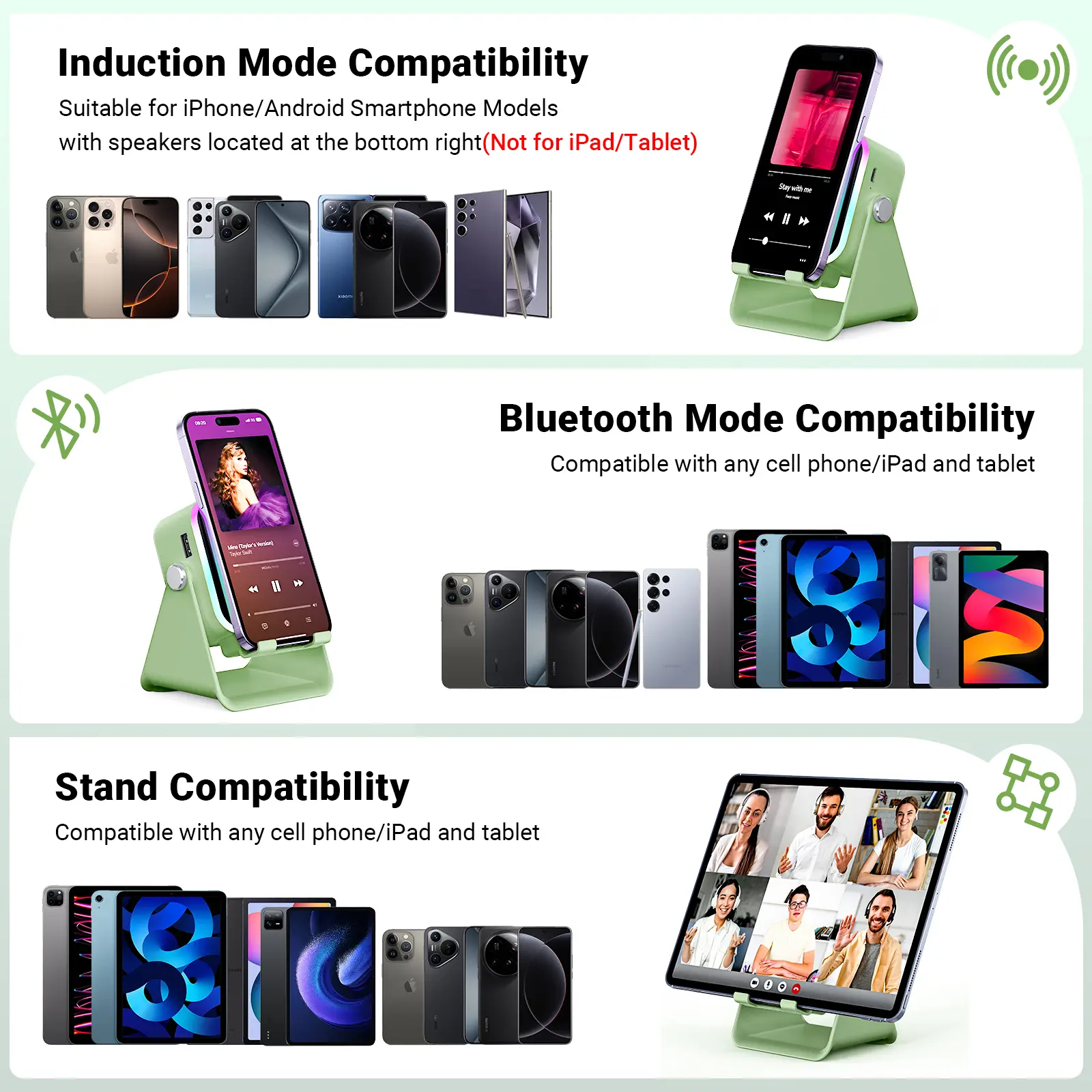Wireless Induction Audio Speaker Stand with Power Bank