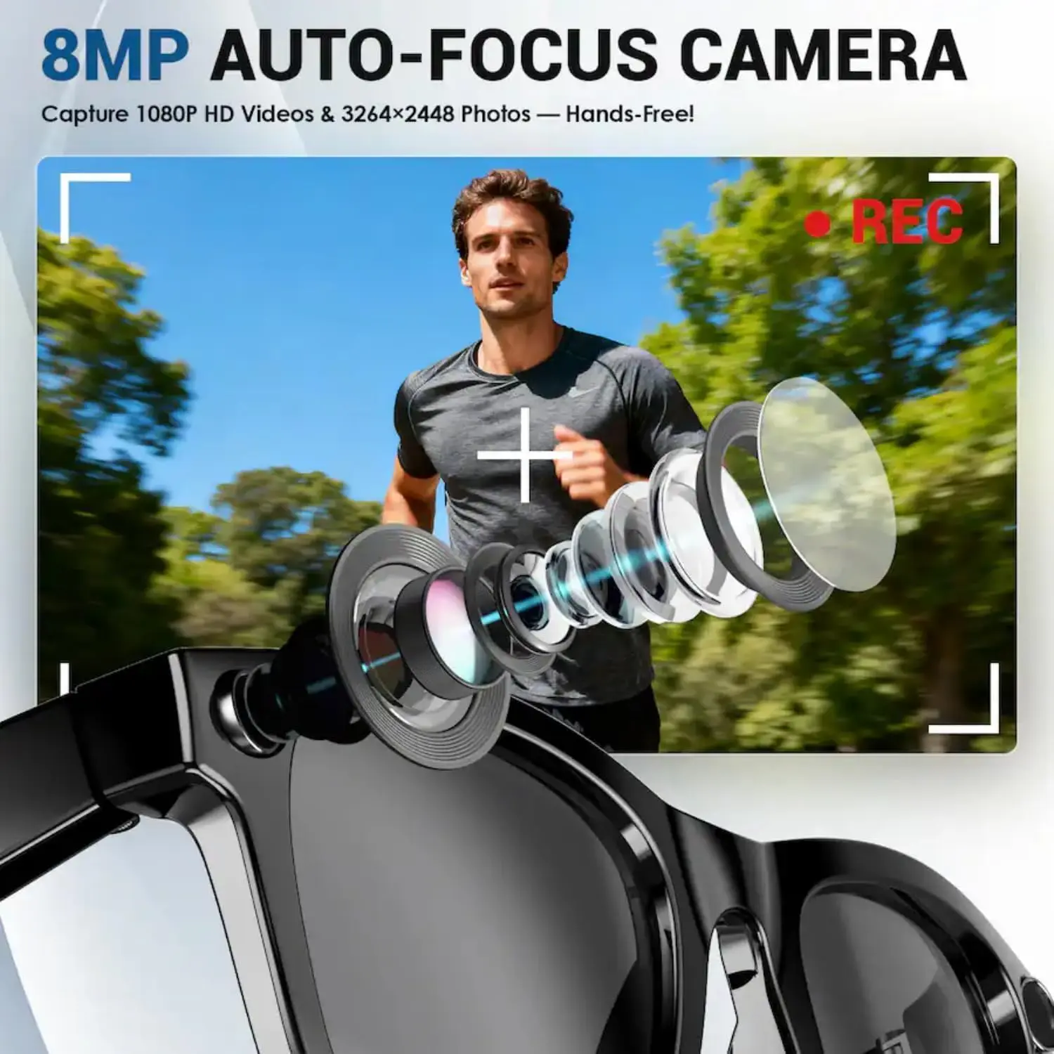 LUSBY Smart AI Camera Glasses, Bluetooth