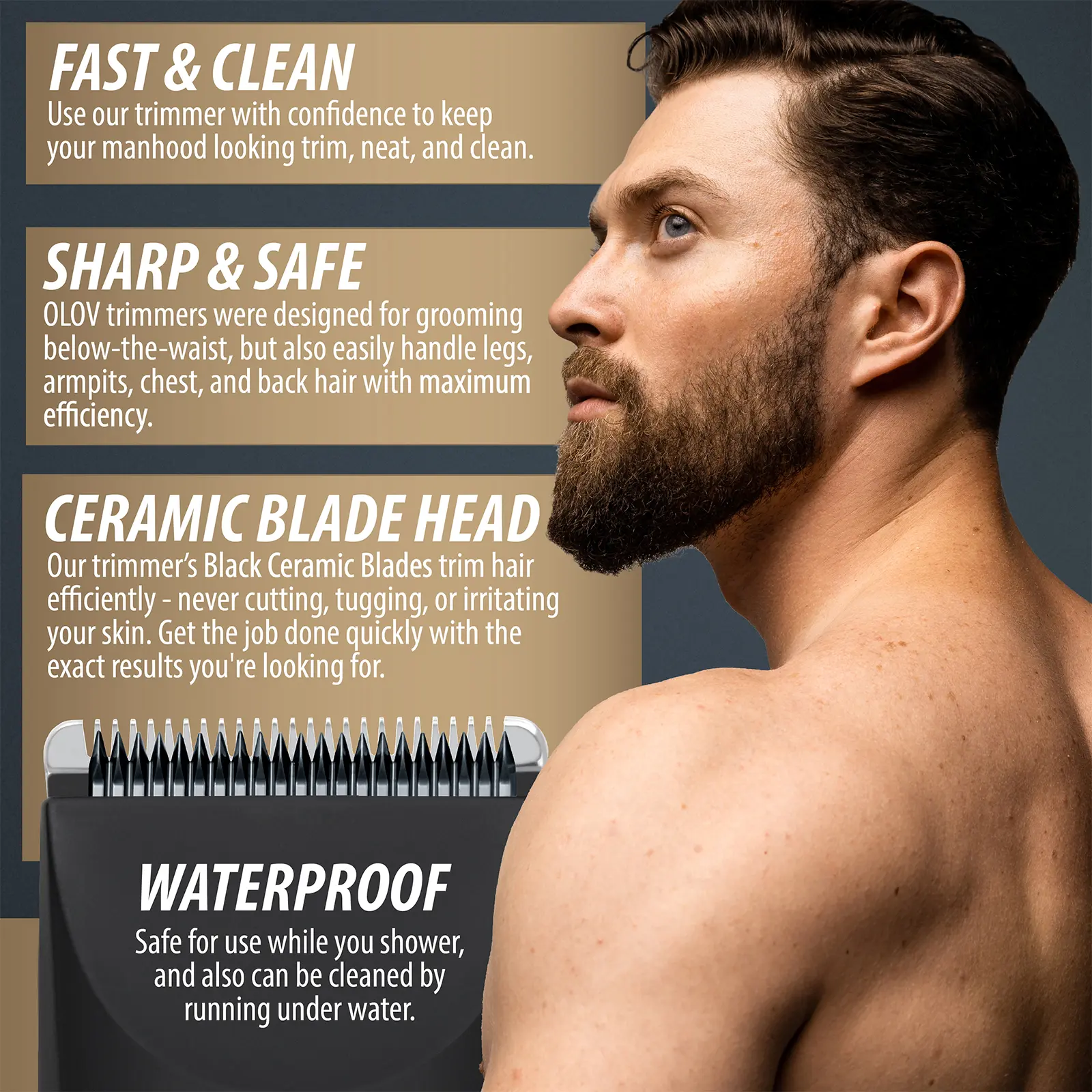 Body Hair Trimmer for Men, Ceramic, Waterproof