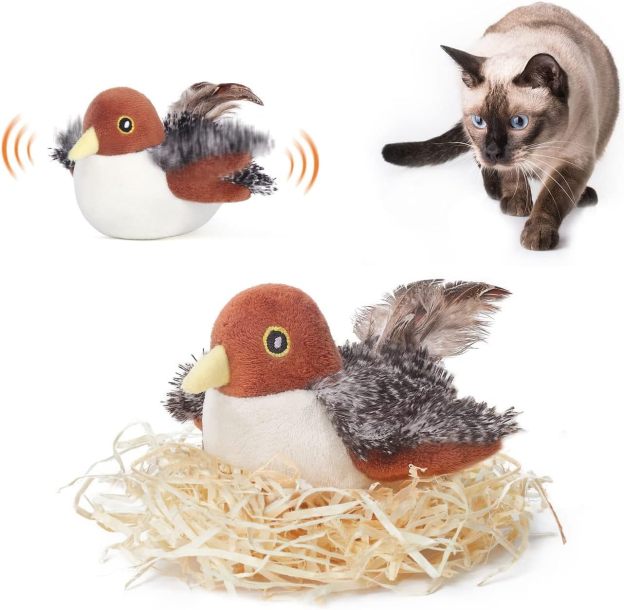 Rechargeable Flapping Bird Sparrow Cat Toys