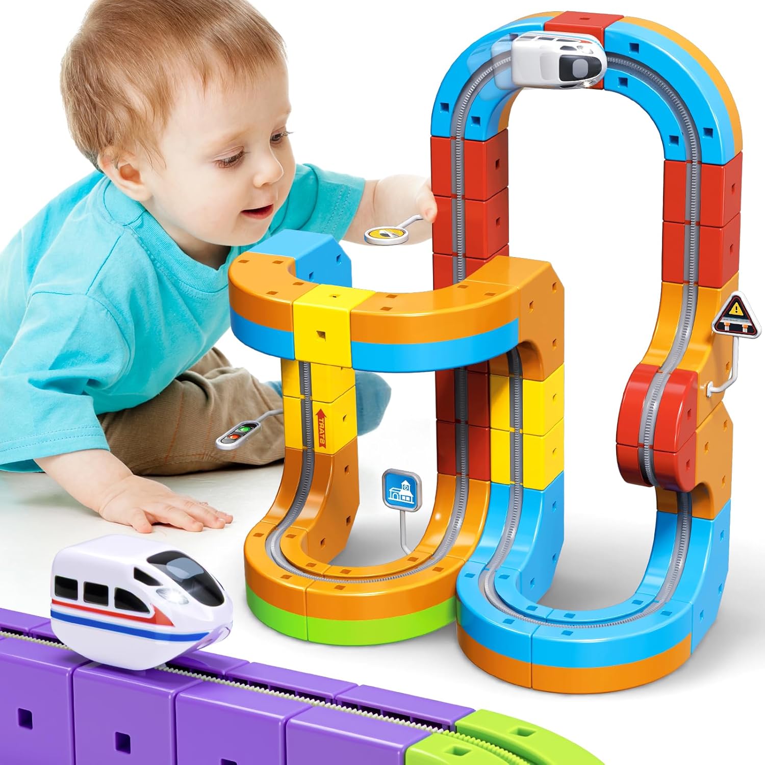 Electric Train Set Flexible Race Track for Kids