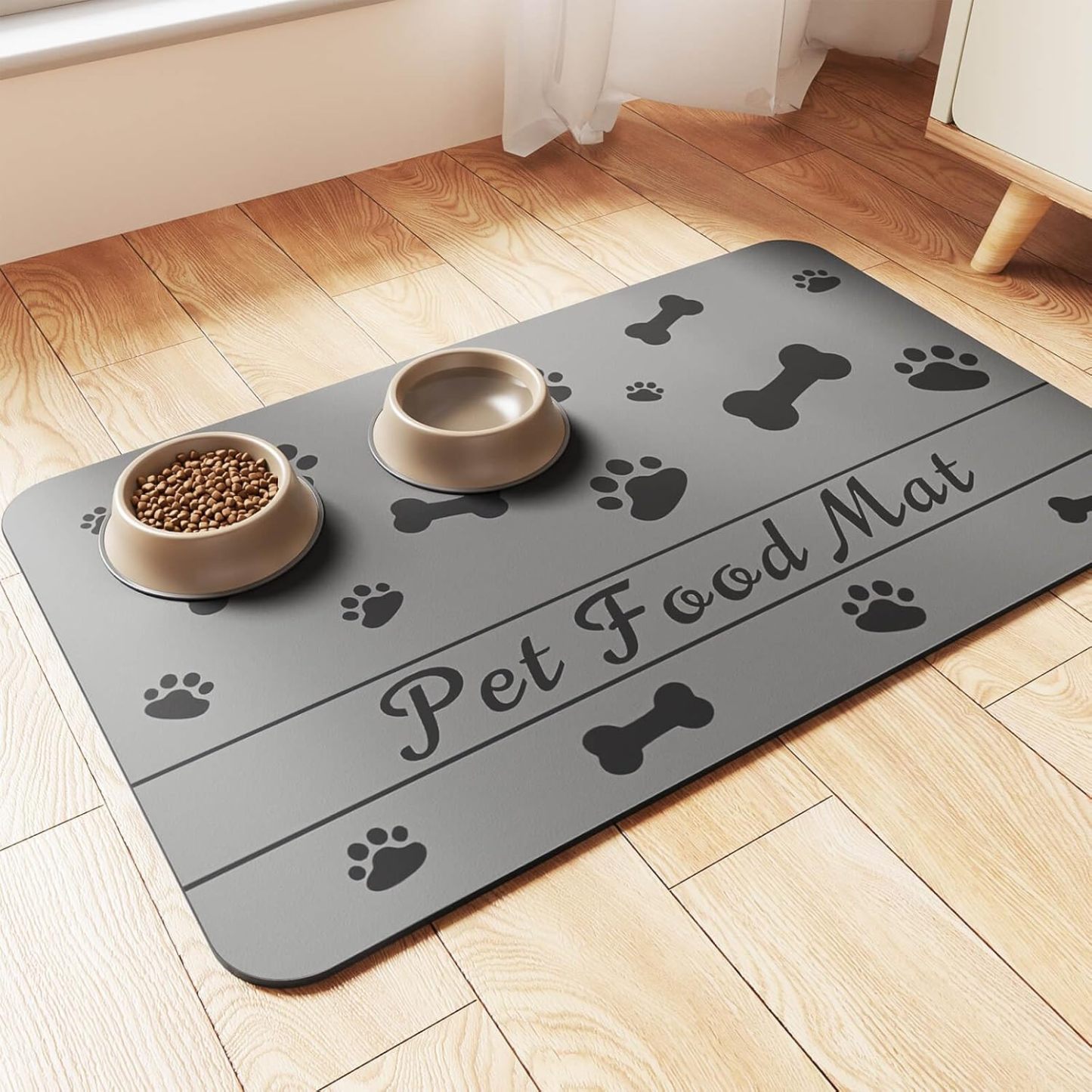 Pet Feeding Mat-Absorbent Pet Placemat for Food and Water Bowl