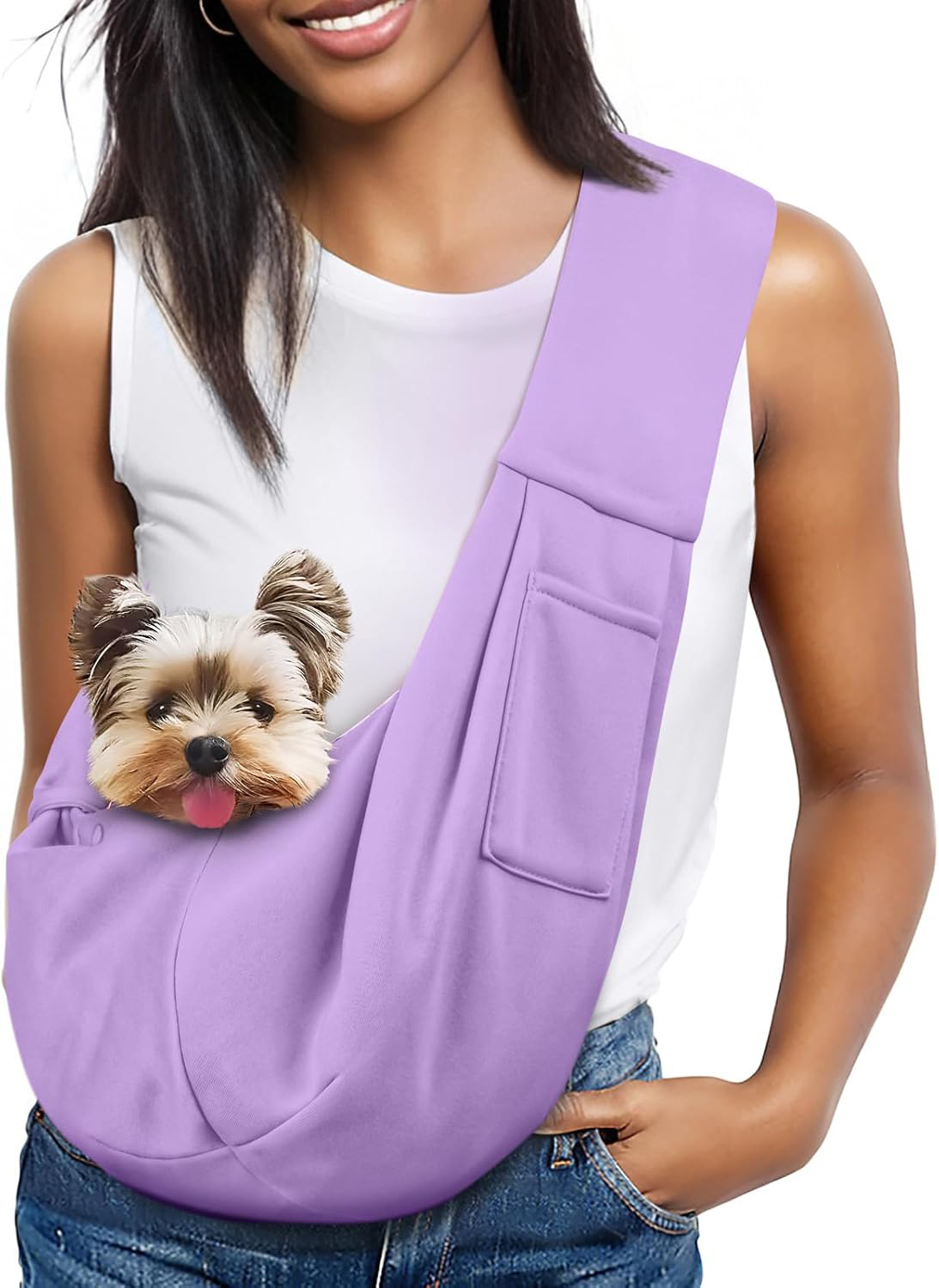 Small Pet Zipper Pocket & Adjustable Strap Carrier - for 3-10 lbs Pets 