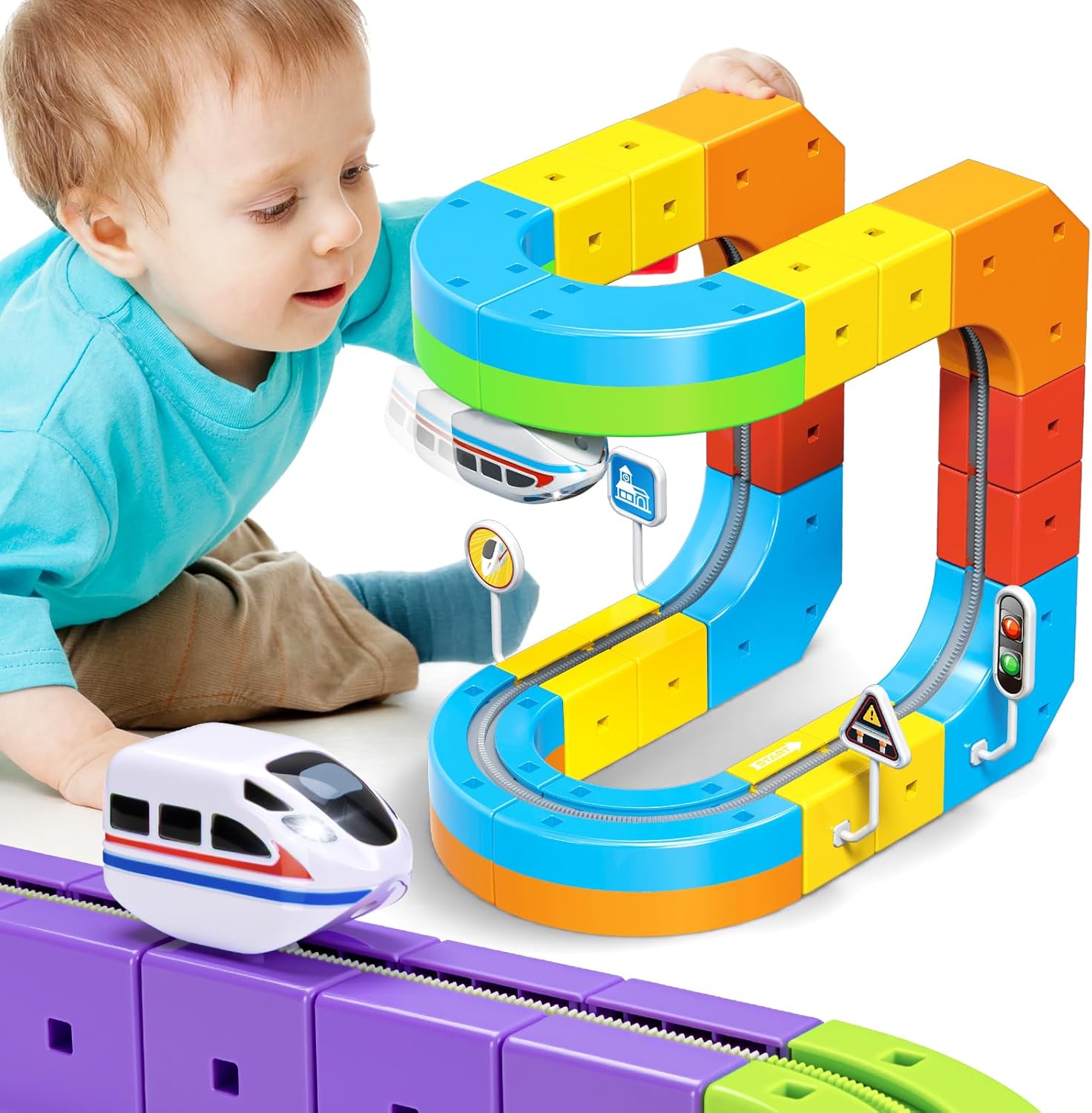 Electric Train Set Flexible Race Track for Kids