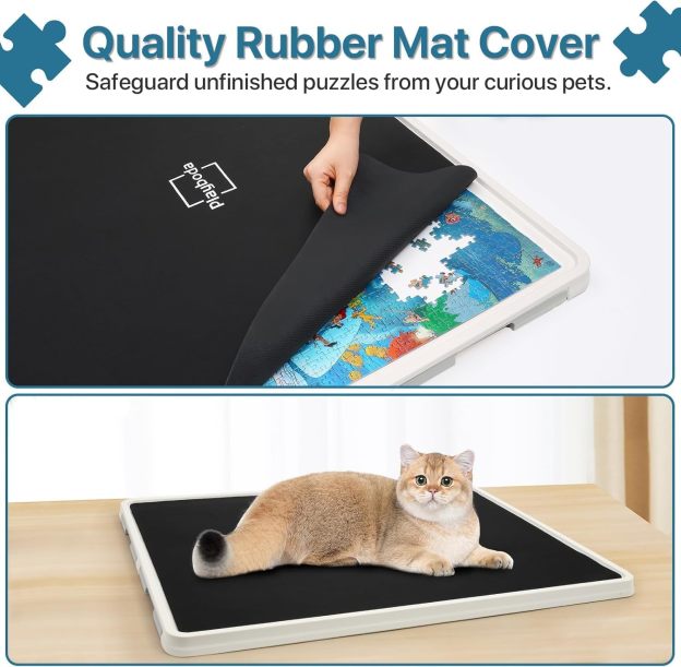 ⏰ LAST DAY 60% OFF 1500 Pieces Rotating Plastic Puzzle Board with Drawers and Cover, 35"x27" Portable Spinning Jigsaw Puzzle Table for Adults, Upgraded Lazy Susan, Ideal Gift for Mum