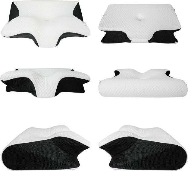 Memory Foam Cervical Pillow, 2 in 1 Ergonomic Contour Orthopedic Pillow for Neck Pain, Contoured Support Pillows for Side Back Stomach Sleepers